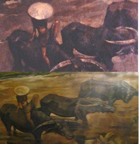 Asli (atas) palsu (bawah)