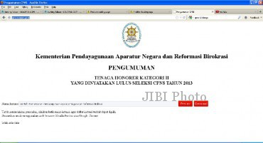 Pengumuman honorer K2 (cpns.menpan.go.id)