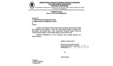 Surat Kementerian PAN dan RB tentang penundaan pengumuman hasil seleksi CPNS K2.