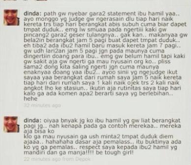Pembelaan Dinda di Path (Facebook)