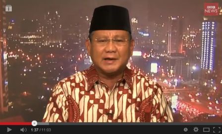 Prabowo saat wawancara dengan BBC News (youtube)