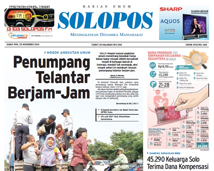 SOLOPOS HARI INI : Pidato Iriana Jokowi, Mogok Angkutan Umum, hingga ...