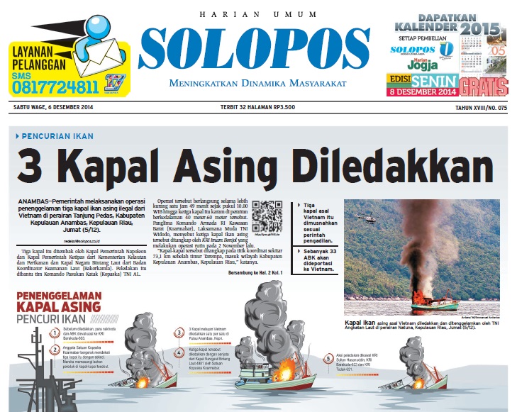Halaman Depan Harian Umum Solopos Edisi Sabtu 6 Desember 2014 Halaman Depan Harian Umum Solopos Edisi Sabtu 6 Desember 2014