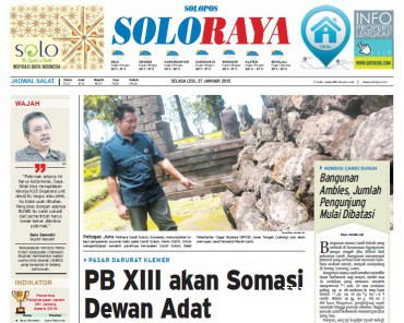 Halaman Soloraya Harian Umum Solopos edisi Selasa, 27 Januari 2015