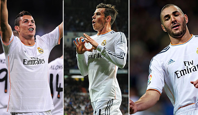 Ini dia trisula Real Madrid, Cristiano Ronaldo, Gareth Bale dan Karim Benzema. Ist/dok