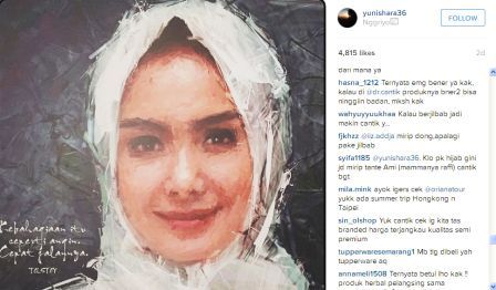 Foto Yuni Shara berjilbab putih (Instagram)