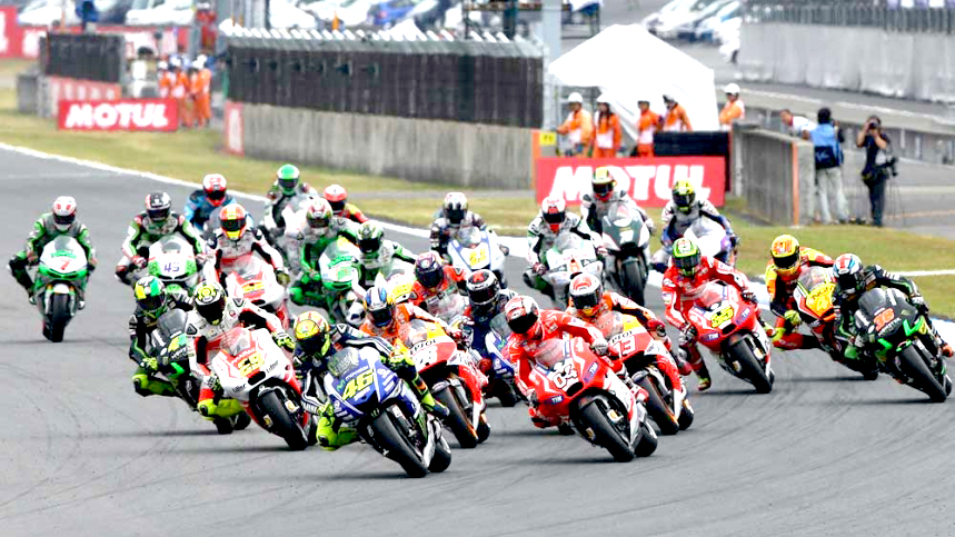 Para pembalap MotoGP 2015 sedang berpacu dalam sebuah balapan. Ist/dok