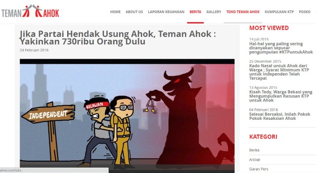 Gambar Ahok dihipnotis yang diunggah di situs Teman Ahok. (Istimewa)