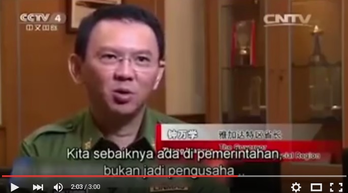 Ahok yang tampil di TV Tiongkok, CCTV, 2015 silam. (Istimewa/Youtube)