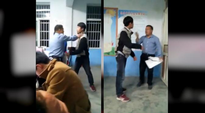 Seorang guru dikeroyok karena menghukum siswanya dengan berlebihan. (Istimewa/Youtube)