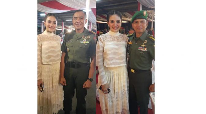 Foto Nikita Mirzani dan seorang Kostrad. (Istimewa)