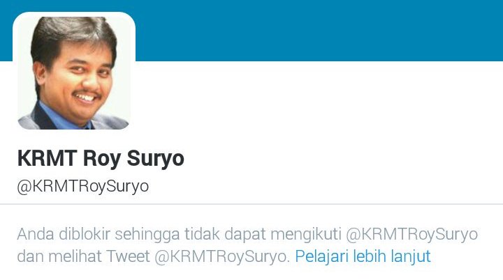 Screen capture diblokir Roy Suryo. (Istimewa/Twitter)