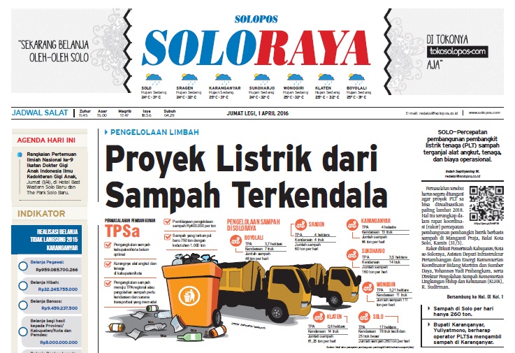 Halaman Soloraya Harian Umum Solopos edisi Jumat, 1 April 2016