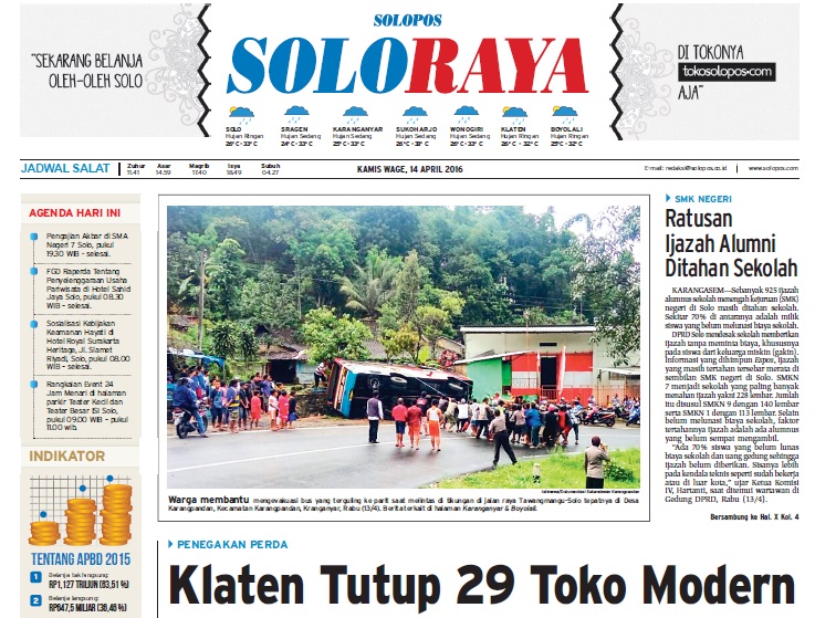 Halaman Soloraya Harian Umum Solopos edisi Kamis, 14 April 2016