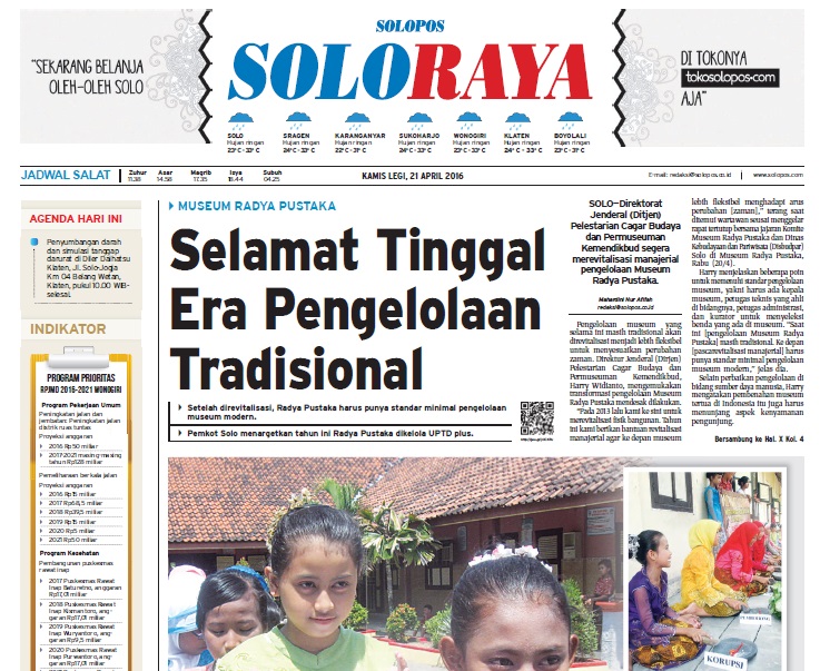 Halaman Soloraya Harian Umum Solopos edisi Kamis, 21 April 2016