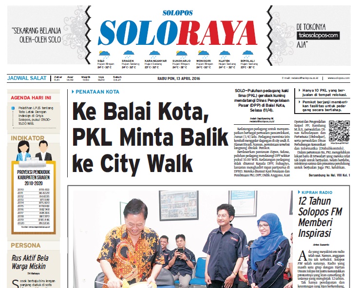 Halaman Soloraya Harian Umum Solopos edisi Rabu, 13 April 2016
