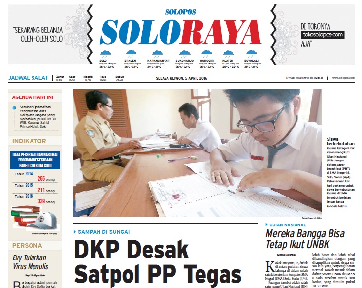 Halaman Soloraya Harian Umum Solopos edisi Selaa, 5 April 2016