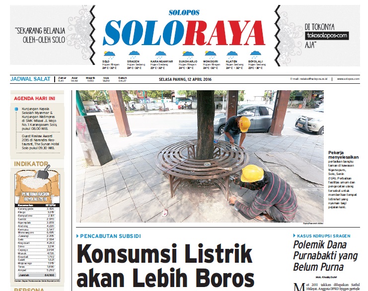 Halaman Soloraya Harian Umum Solopos edisi Selasa, 12 April 2016
