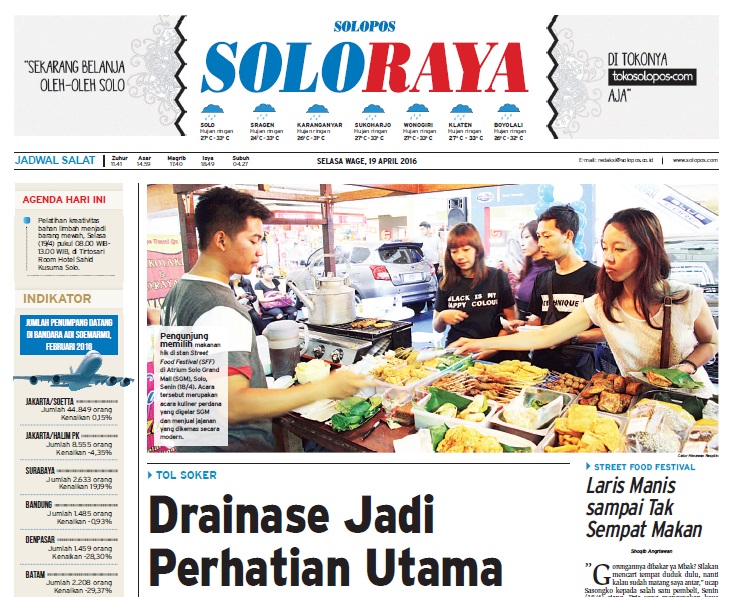 Halaman Soloraya Harian Umum Solopos edisi Selasa, 19 April 2016