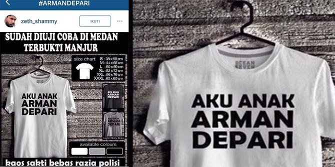 Kaus Anak Arman Depari. (Istimewa/Instagram)
