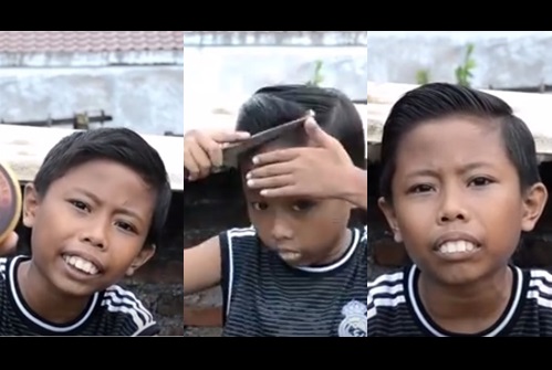 Foto bocah di video review pomade. (Istimewa)
