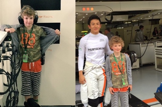 Rio Haryanto dan Milo di F1 2016 Shanghai. (Twitter.com)