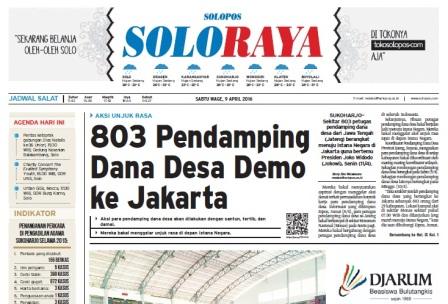 Halaman Soloraya Harian Umum Solopos edisi Sabtu, 9 April 2016