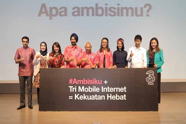PT Hutchison 3 Indonesia (H3I) bersama mitra 3 seperti GO-MART, Watson, KlikFilm dan Wardah saat peluncuran Festival #Ambisiku di Jakarta, Rabu (30/3/2016). (JIBI/Harian Jogja/dok.H3I)