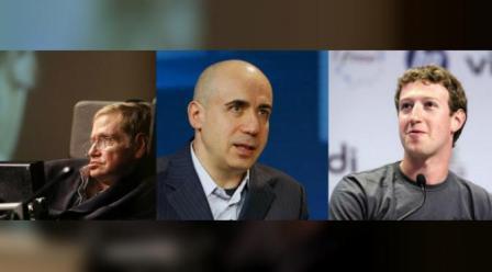 Yuri Milner, Mark Zuckerberg, dan Stephen Hawkings (Reuters)