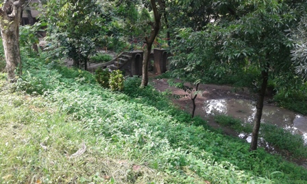 Taman Progran Uanggulan yang familiar disebut Taman Taman Anak Merdeka di bantaran Kali Jenes, Kelurahan Danukusuman, Kecamatan Serengan, Solo becek dan ditumbuhi ilalang, Rabu (6/4/2016). (Irawan Sapto Adhi/JIBI/Solopos)