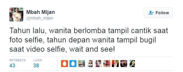 Mbah Mijan ramal akan banyak video selfie bugil di 2017 (Twitter)