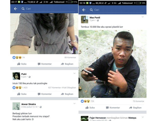 Netizen ini mau operasi plastik jika mendapat ribuan like (Facebook)