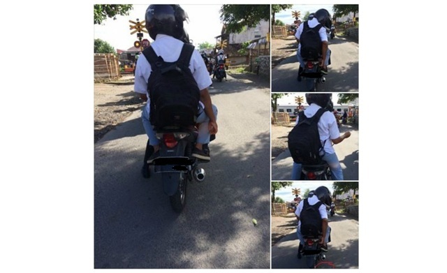 Remaja berseragam diduga sebar paku di jalan di Jogja. (Facebook)