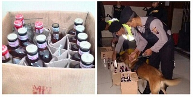 Polisi mengungkap ratusan botol miras yang diduga diedarkan secara ilegal di salah satu kafe di Jl. Monginsidi, Sidorejo, Kota Salatiga, Jateng, Sabtu (17/12/2016) malam. (Facebook.com-Polres Salatiga)