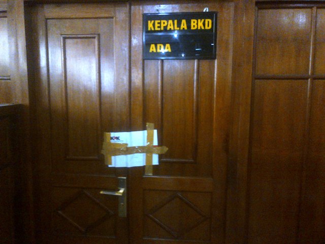 Ruang kerja Kepala BKD Klaten disegel KPK setelah Bupati Klaten Sri Hartini ditangkap, Jumat (30/12/2016). (Taufiq Sidik Prakoso/JIBI/Solopos)
