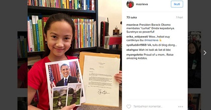Surat Obama untuk anak Indonesia (Instagram)