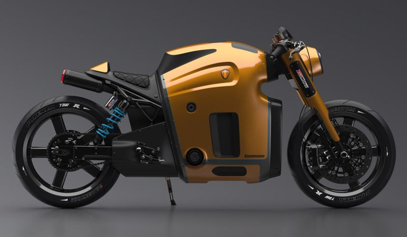 Konsep sepeda motor terbaru Koenigsegg berdesain supercar. (Istimewa/Carcoops)