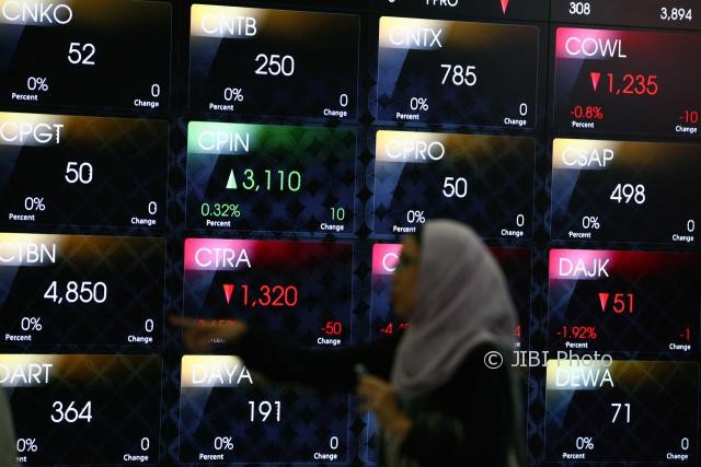 Papan elektronik menunjukkan pergerakan indeks harga saham gabungan di Gedung Bursa Efek Indonesia Jakarta, pekan lalu. (Dwi Prasetya/JIBI/Bisnis)