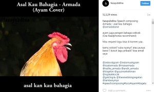 Capture video cover lagu Asal Kau Bahagia pakai suara ayam (Instagram @fazayubdina)