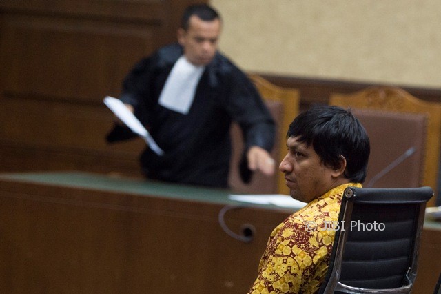 Ketua Angkatan Muda Partai Golkar (AMPG) Fahd El Fouz menjalani sidang perdana sebagai terdakwa di Pengadilan Tipikor Jakarta, Kamis (13/7/2017). (JIBI/Solopos/Antara/Rosa Panggabean)