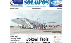 Halaman Depan Harian Umum Solopos edisi Sabtu, 29 Juli 2017.