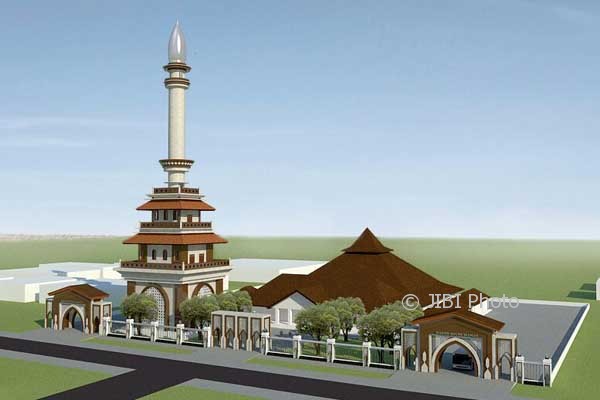 Gambar maket pembangunan menara Masjid Agung Sleman. (Istimewa)
