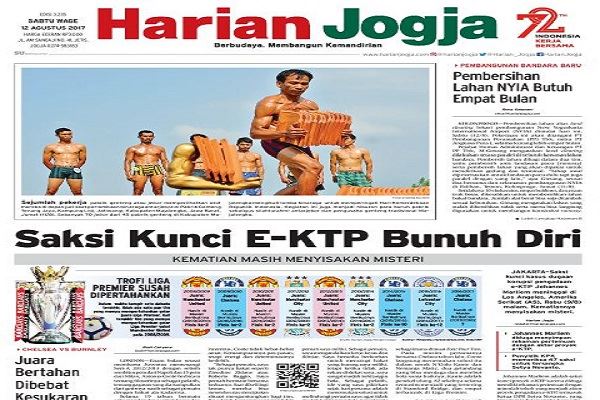 Harian Jogja Hari Ini Edisi Sabtu Wage, 12 Agustus 2017 (dok. Harian Jogja)