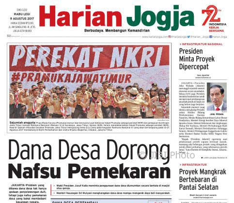 Harian Jogja edisi Rabu (9/8/2017)