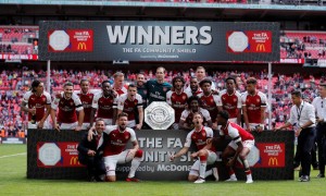 Arsenal meraih gelar juara Community Shield 2017. (JIBI/Reuters/Andrew Couldridge)