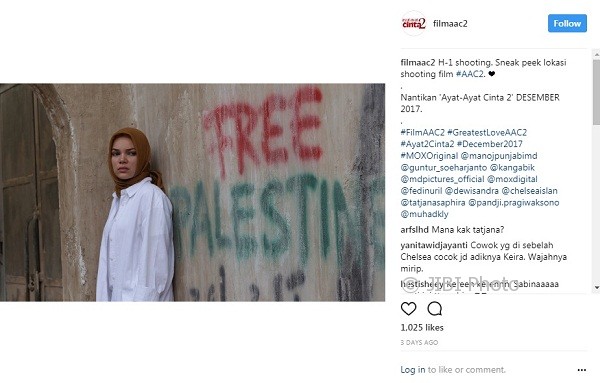 Dewi Sandra shooting di Palestina (Instagram @filmaac2)