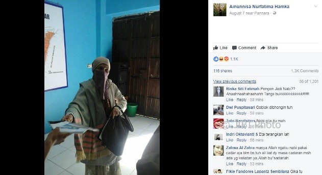 Perempuan dikabarkan bernama Hadasari mengaku sebagai nabi ke-26 (Facebook)