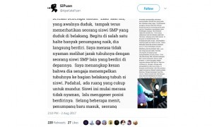 Seorang pria diduga melakukan pelecehan seksual di bus Trans Jogja (Twitter)