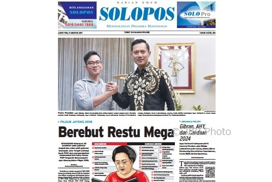 Halaman Depan Harian Umum Solopos edisi Jumat, 11 Agustus 2017.