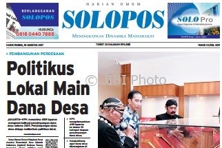 Halaman Depan Harian Umum Solopos edisi Kamis, 10 Agustus 2017.